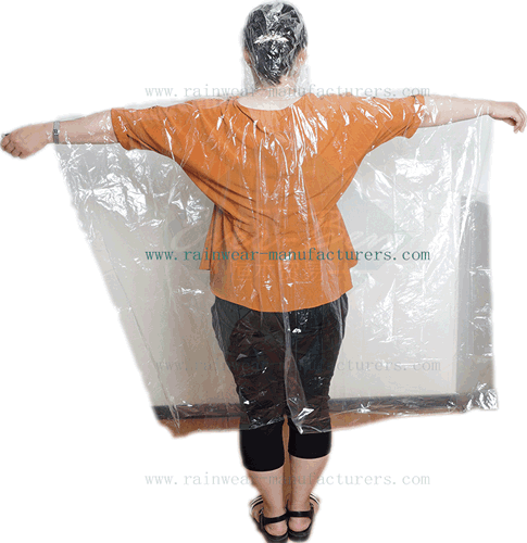 PE emergency clear rain poncho for women